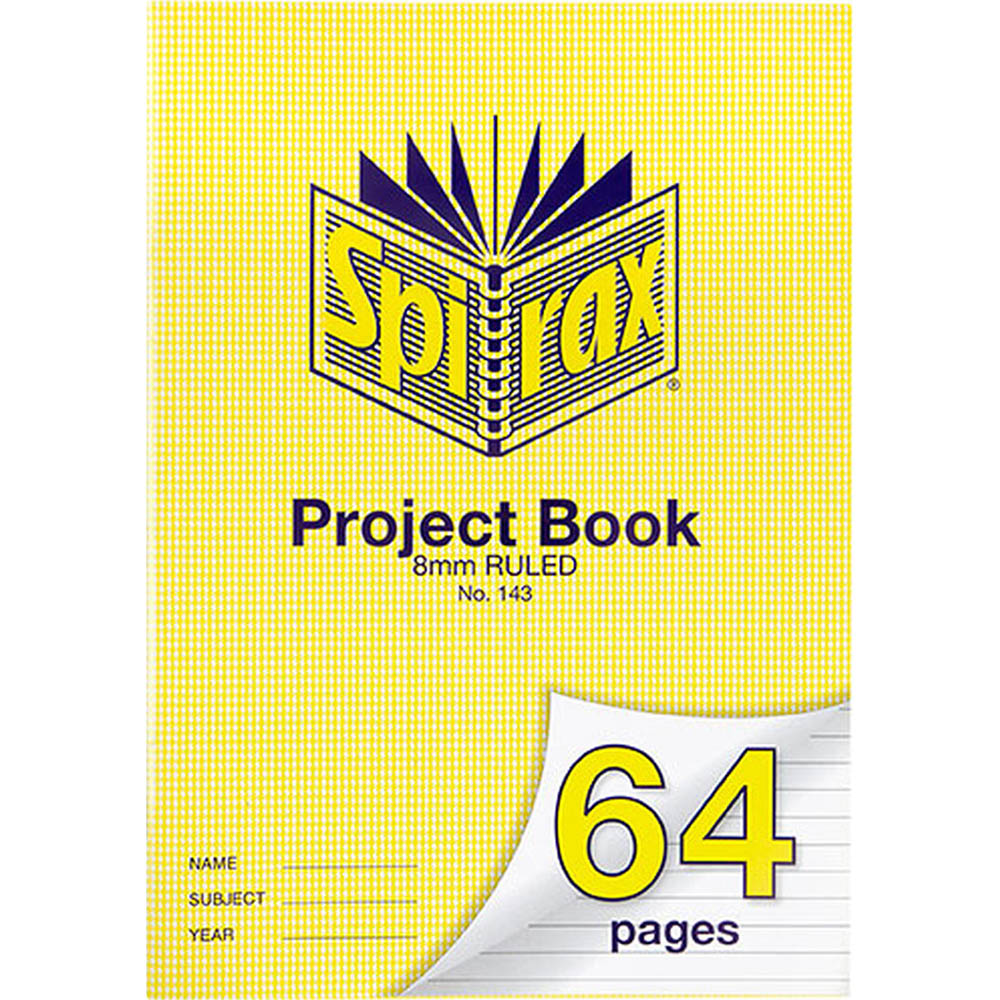Image for SPIRAX 143 PROJECT BOOK 8MM RULED A4 64 PAGE from Ross Office Supplies Office Products Depot