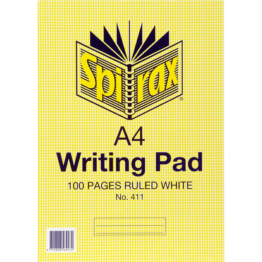 Image for SPIRAX 411 WRITING PAD 8MM RULED A4 100 PAGE from Total Supplies Pty Ltd