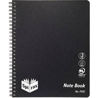 spirax p592 notepad 8mm ruled side open 222 x 178mm 120 page black
