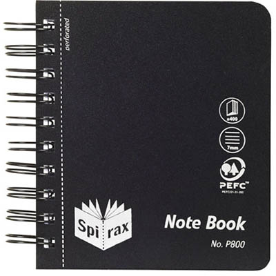 Image for SPIRAX P800 PP NOTEBOOK SIDE OPEN 400 PAGE 140 X 120MM BLACK from MOE Office Products Depot Mackay & Whitsundays