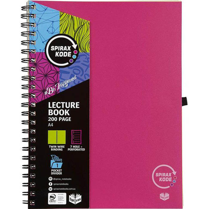 Image for SPIRAX P958 KODE LECTURE BOOK 200 PAGE A4 PINK from Office Products Depot Gold Coast