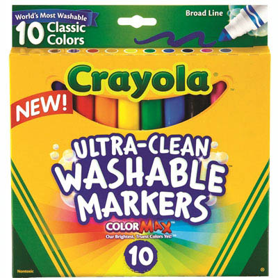 Image for CRAYOLA ULTRA-CLEAN WASHABLE MARKERS BROAD CLASSIC COLORS PACK 10 from Ross Office Supplies Office Products Depot