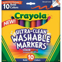 crayola ultra-clean washable markers broad bold colors pack 10