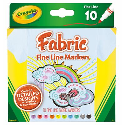 Image for CRAYOLA FINE LINE FABRIC MARKERS PACK 10 from Barkers Rubber Stamps & Office Products Depot