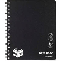 spirax p592a notepad 8mm ruled side open 222 x 178mm 240 page black
