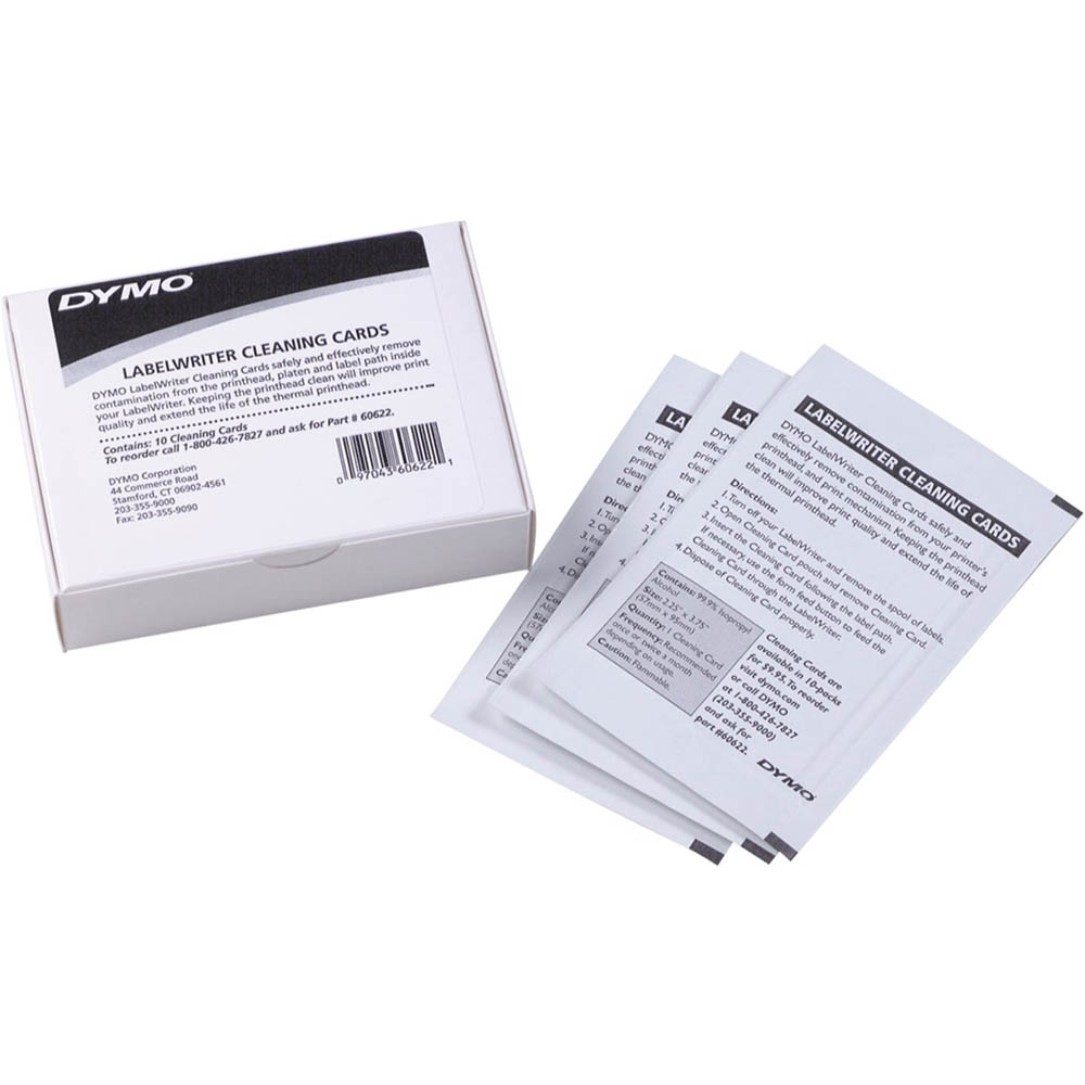 Image for DYMO 922983 LABELWRITER CLEANING CARD BOX 10 from MOE Office Products Depot Mackay & Whitsundays