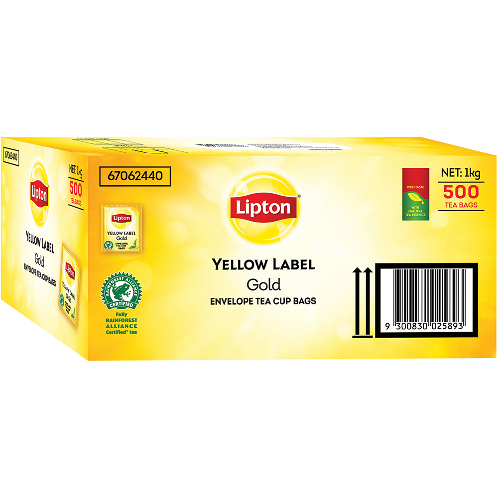 Image for LIPTON YELLOW LABEL ENVELOPED TEA BAGS BOX 500 from MOE Office Products Depot Mackay & Whitsundays