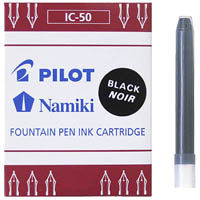 pilot ic-50 fountain pen ink refill cartridge black pack 6