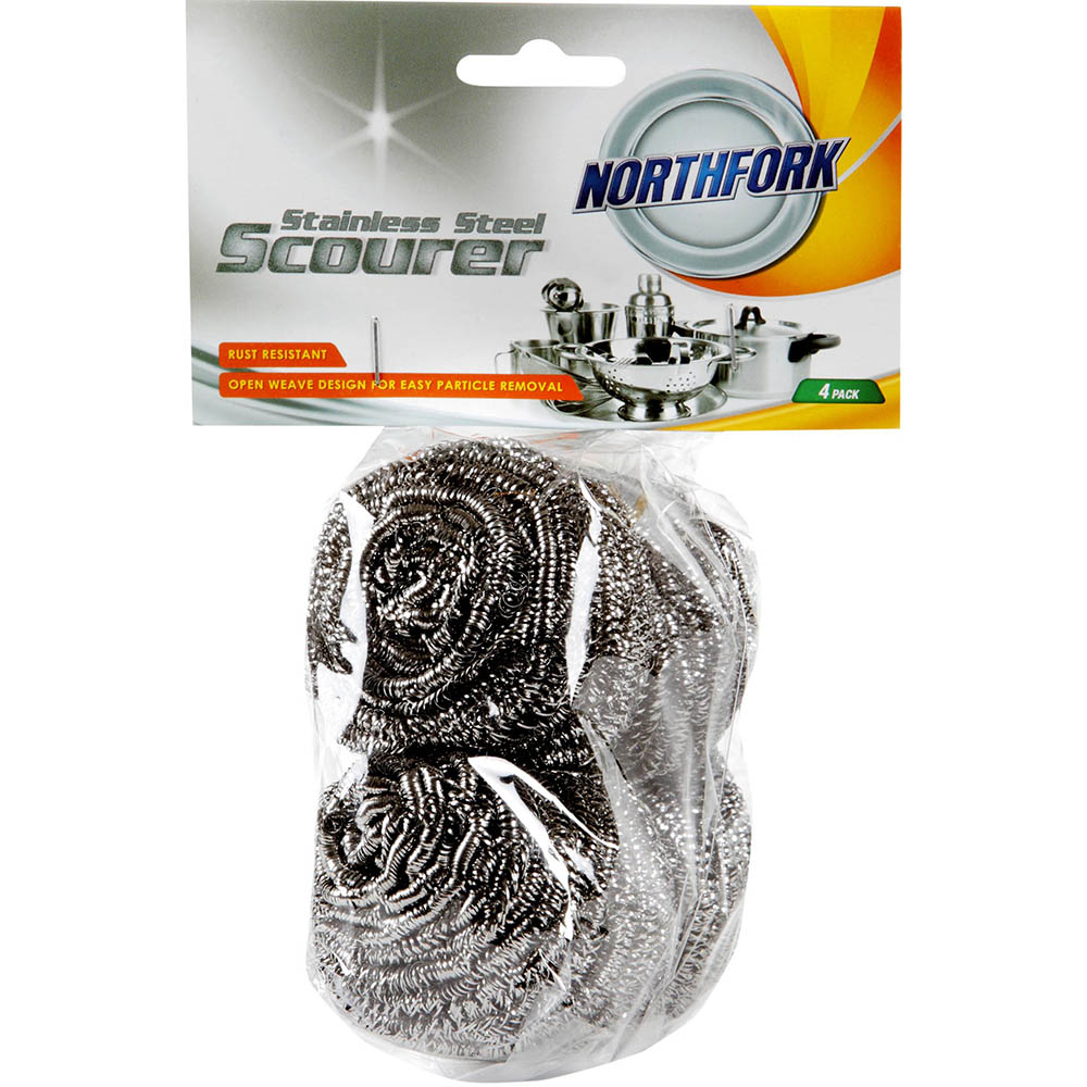 Image for NORTHFORK STAINLESS STEEL SCOURER PACK 4 from Barkers Rubber Stamps & Office Products Depot