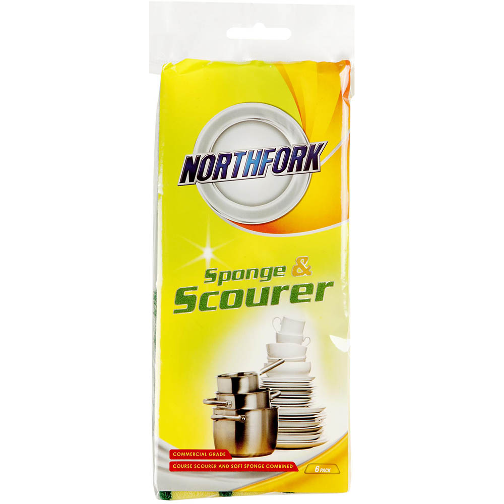 Image for NORTHFORK SPONGE WITH SCOURER PACK 6 from OFFICEPLANET OFFICE PRODUCTS DEPOT
