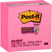 post-it 654-5ssnp super sticky notes 76 x 76mm pink pack 5