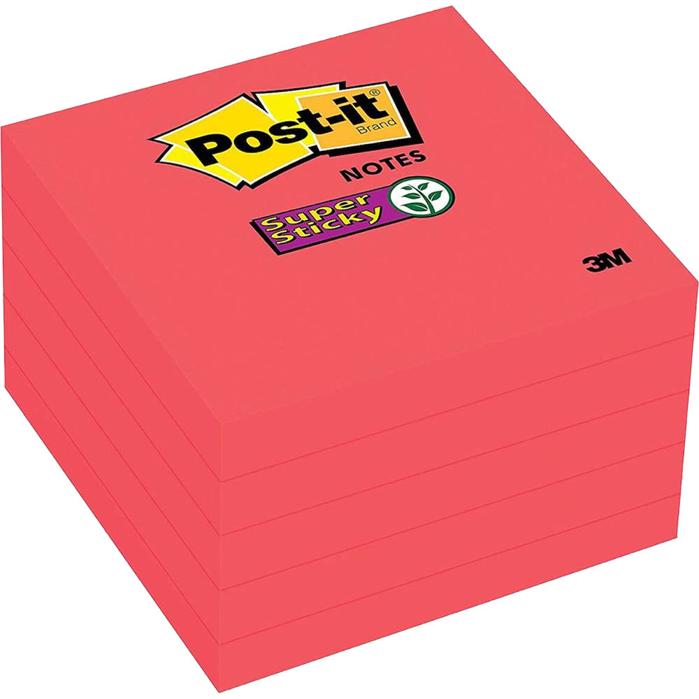 Image for POST-IT 654-5SSRR SUPER STICKY NOTES 76 X 76MM RED PACK 5 from Ross Office Supplies Office Products Depot
