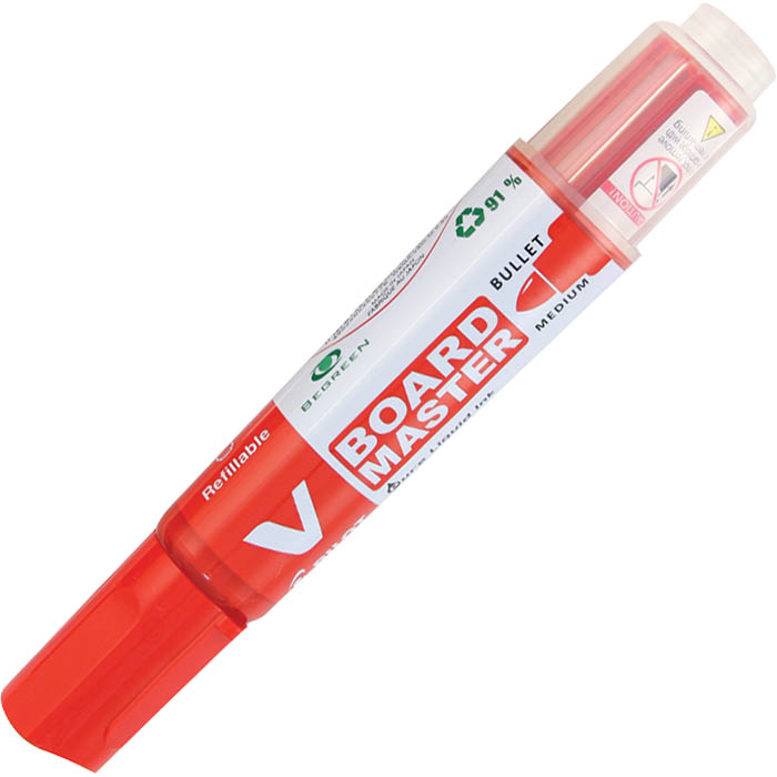 Image for PILOT BEGREEN V BOARD MASTER WHITEBOARD MARKER BULLET 6.0MM RED BOX 10 from Ross Office Supplies Office Products Depot