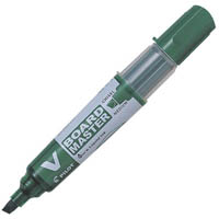 pilot begreen v board master whiteboard marker chisel 6.0mm green box 10