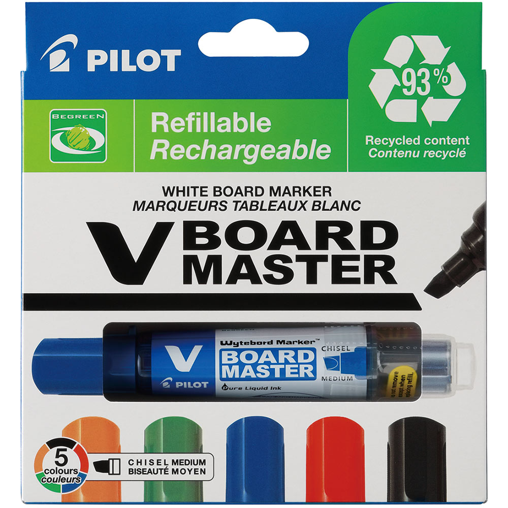 Image for PILOT BEGREEN V BOARD MASTER WHITEBOARD MARKER CHISEL 6.0MM ASSORTED WALLET 5 from Office Products Depot