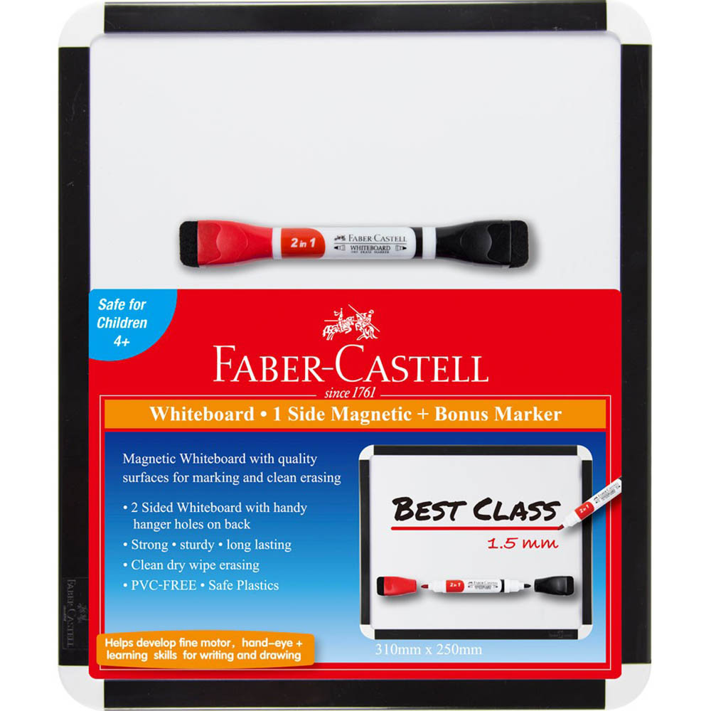 Image for FABER-CASTELL DOUBLE SIDED MAGNETIC WHITEBOARD AND 1 X BONUS BI-COLOUR MARKER 260 X 310MM from Office Products Depot