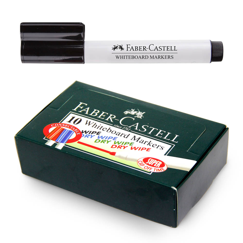Image for FABER-CASTELL WHITEBOARD MARKERS BULLET 2MM BLACK BOX 10 from MOE Office Products Depot Mackay & Whitsundays