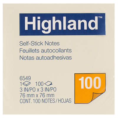 Image for HIGHLAND NOTES 100 SHEETS PER PAD 76 X 76MM YELLOW from MOE Office Products Depot Mackay & Whitsundays