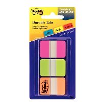 post-it 686-pgot durable filing tabs solid 38mm pink/green/orange pack 36