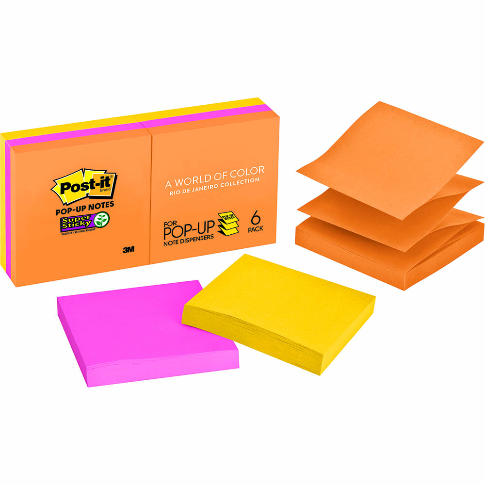 Image for POST-IT R330-6SSUC SUPER STICKY POP UP NOTES 76 X 76MM RIO DE JANEIRO PACK 6 from Office Products Depot Gold Coast