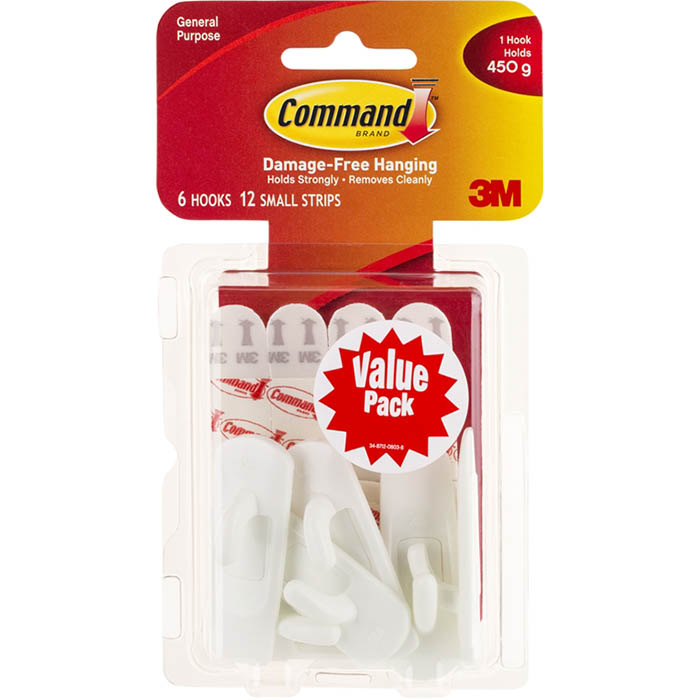 Image for COMMAND ADHESIVE HOOKS AND CLIPS SMALL VALUE PACK from Ross Office Supplies Office Products Depot