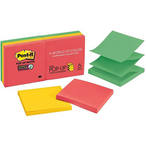 Image for POST-IT R330-6SSAN SUPER STICKY POP UP NOTES 76 X 76MM PLAYFUL PRIMARIES PACK 6 from Ross Office Supplies Office Products Depot