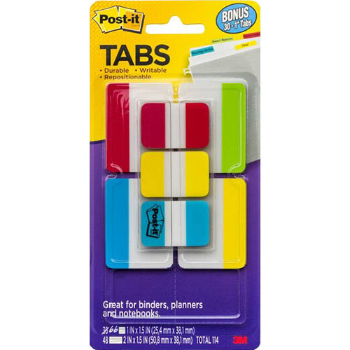 Image for POST-IT 686-VAD2 DURABLE FILING TABS SOLID ASSORTED VALUE PACK 114 from MOE Office Products Depot Mackay & Whitsundays