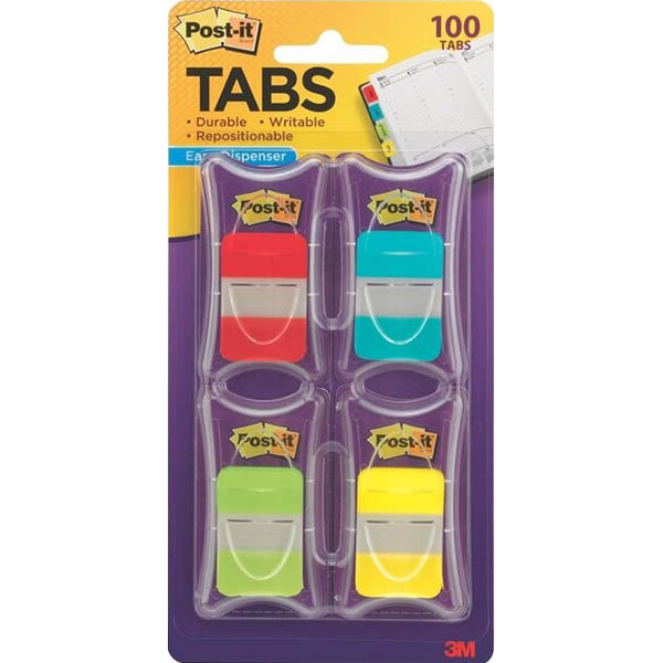 Image for POST-IT 686-RALY DURABLE FILING TABS SOLID 38MM RED/AQUA/LIME/YELLOW PACK 100 from Total Supplies Pty Ltd