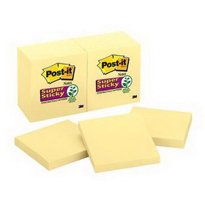 Image for POST-IT 654-12SSCY SUPER STICKY NOTES 76 X 76MM YELLOW PACK 12 from Office Products Depot Gold Coast