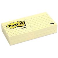 post-it 630-6pk lined notes 76 x 76mm canary yellow pack 6