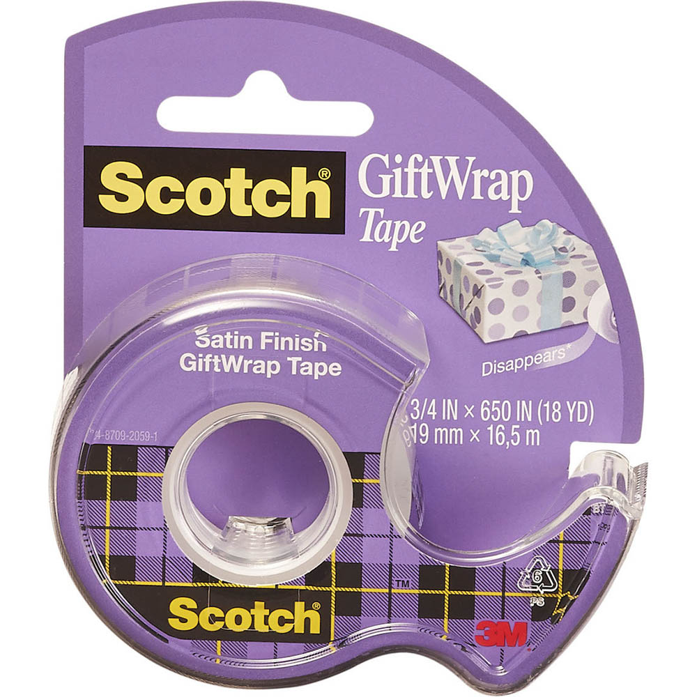 Image for SCOTCH 15L TAPE SATIN GIFTWRAP ON DISPENSER 19MM X 16.5M from Total Supplies Pty Ltd