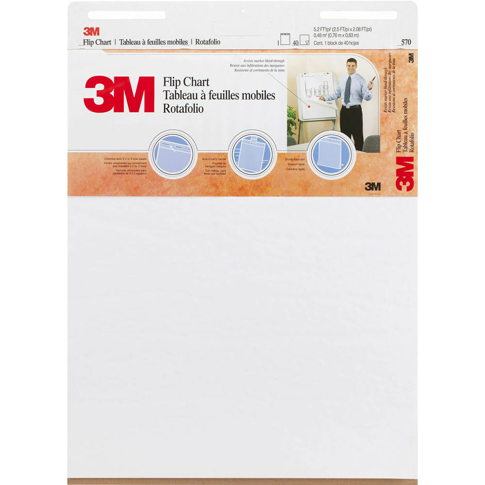 Image for POST-IT 570 PREMIUM FLIPCHART PAD 70GSM 40 SHEETS 635 X 762MM WHITE from MOE Office Products Depot Mackay & Whitsundays
