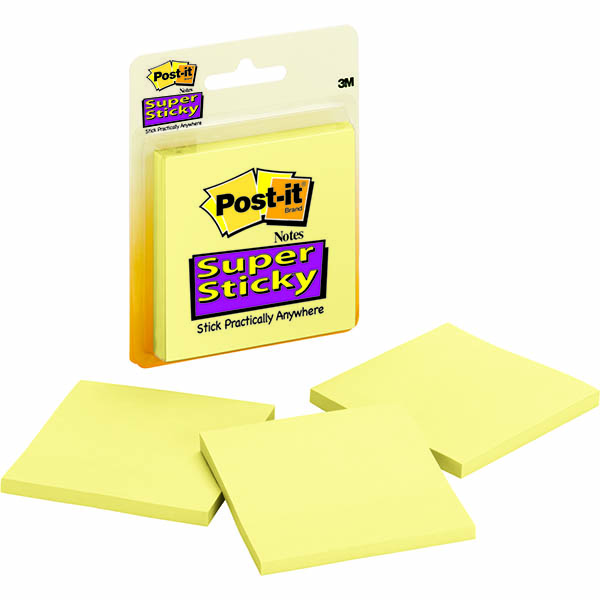 Image for POST-IT 3321-SSCY SUPER STICKY NOTES 76 X 76MM CANARY YELLOW PACK 3 from Office Products Depot Gold Coast