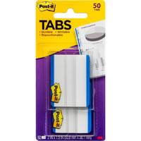 post-it 686f-50bl durable filing tabs lined 50mm blue pack 50