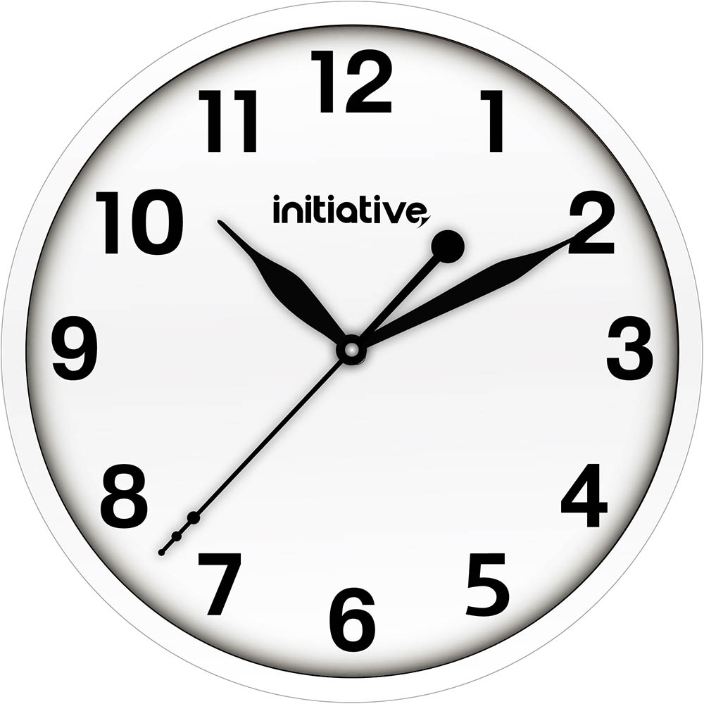 Image for INITIATIVE WALL CLOCK 224MM WHITE from Barkers Rubber Stamps & Office Products Depot