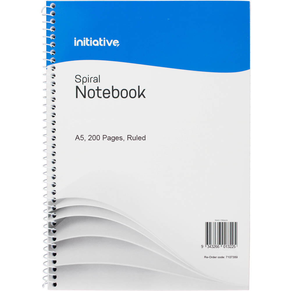 Image for INITIATIVE SPIRAL NOTEBOOK SIDE BOUND 200 PAGE A5 from MOE Office Products Depot Mackay & Whitsundays