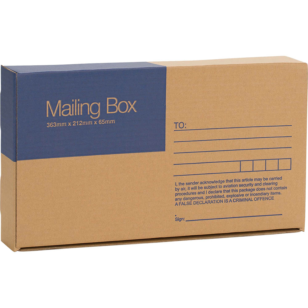 Image for CUMBERLAND MAILING BOX PRINTED ADDRESS FIELDS 363 X 212 X 65MM BROWN from Total Supplies Pty Ltd