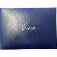 cumberland guest book casebound padded cover with silver edged paper 96 page 160 x 210mm navy