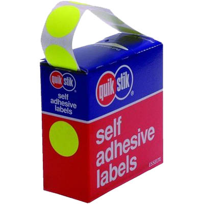 Image for QUIKSTIK LABEL DISPENSER CIRCLE 24MM FLUORO YELLOW PACK 400 from MOE Office Products Depot Mackay & Whitsundays