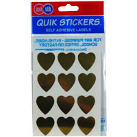 quikstik labels heart 22mm gold pack 48