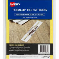 avery 80695 permclip file fastener white pack 20