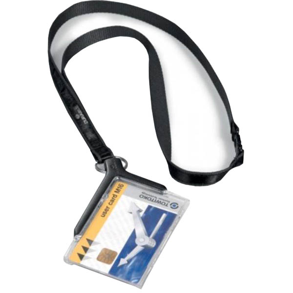 Image for DURABLE DELUXE CARD HOLDER WITH LANYARD CHARCOAL from Total Supplies Pty Ltd