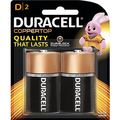 Image for DURACELL COPPERTOP ALKALINE D BATTERY PACK 2 from O'Donnells Office Products Depot