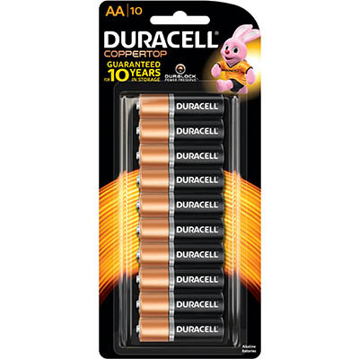 Image for DURACELL COPPERTOP ALKALINE AA BATTERY PACK 10 from Ross Office Supplies Office Products Depot