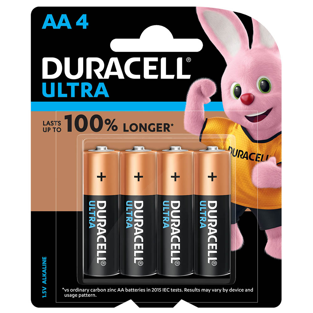 Image for DURACELL ULTRA ALKALINE AA BATTERY PACK 4 from Ross Office Supplies Office Products Depot