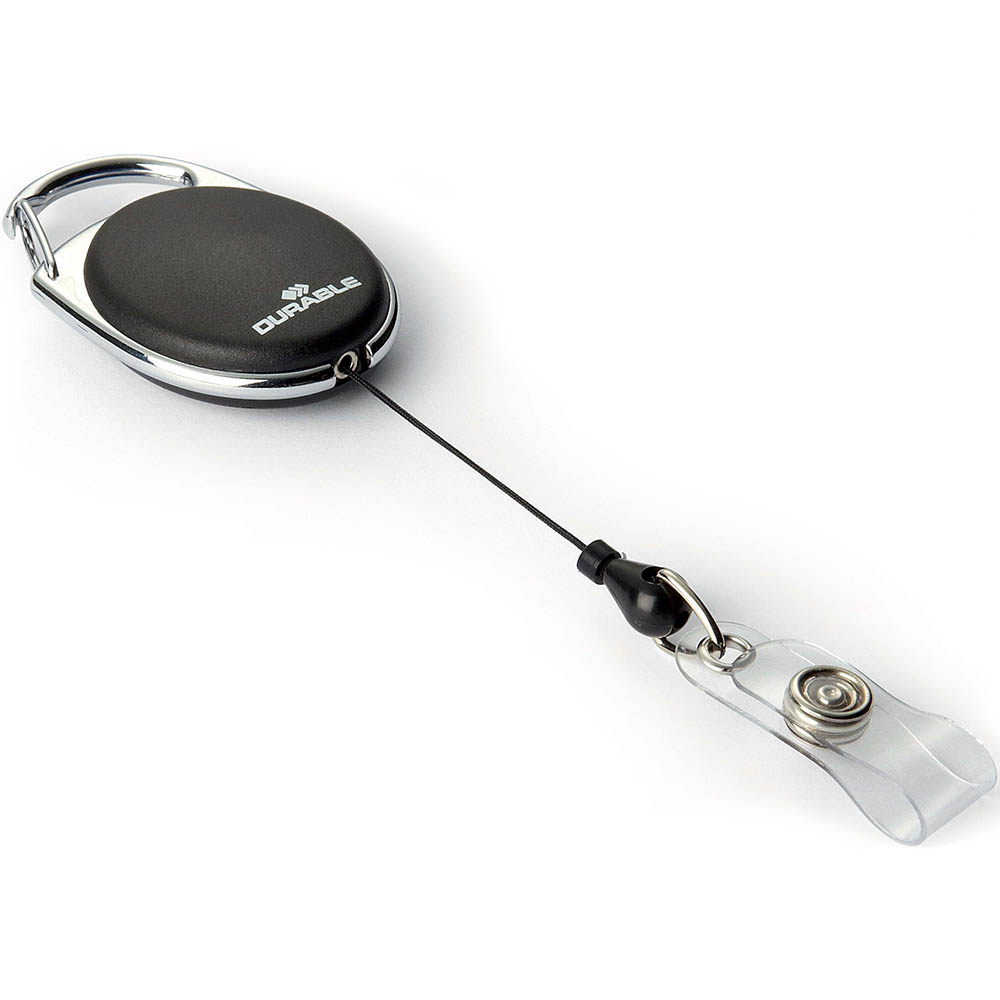 Image for DURABLE BADGE REEL STYLE WITH SNAP BUTTON STRAP BLACK from MOE Office Products Depot Mackay & Whitsundays