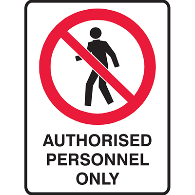 Image for BRADY PROHIBITION SIGN AUTHORISED PERSONNEL ONLY 450 X 300MM POLYPROPYLENE from Barkers Rubber Stamps & Office Products Depot
