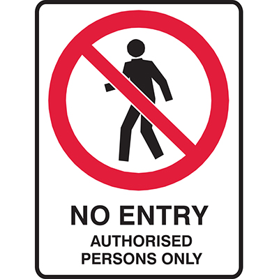 Image for BRADY PROHIBITION SIGN NO ENTRY AUTHORISED PERSONS ONLY 450 X 300MM POLYPROPYLENE from Office Products Depot Macarthur