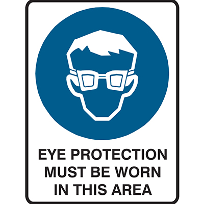 Image for BRADY MANDATORY SIGN EYE PROTECTION MUST BE WORN IN THIS AREA 450 X 300MM POLYPROPYLENE from Office Products Depot Macarthur