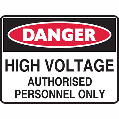 Image for BRADY DANGER SIGN HIGH VOLTAGE AUTHORISED PERSONNEL ONLY 450 X 300MM POLYPROPYLENE from Total Supplies Pty Ltd